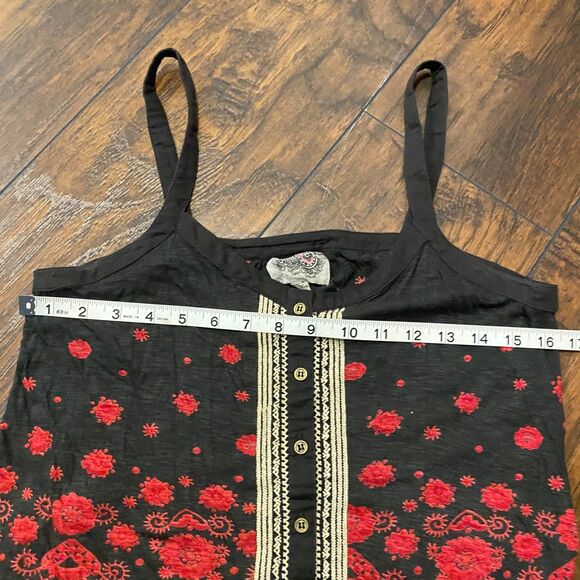 Ecote size Small Boho Bohemian Colorful Red and Black Festival Tank Top - Picture 6 of 7